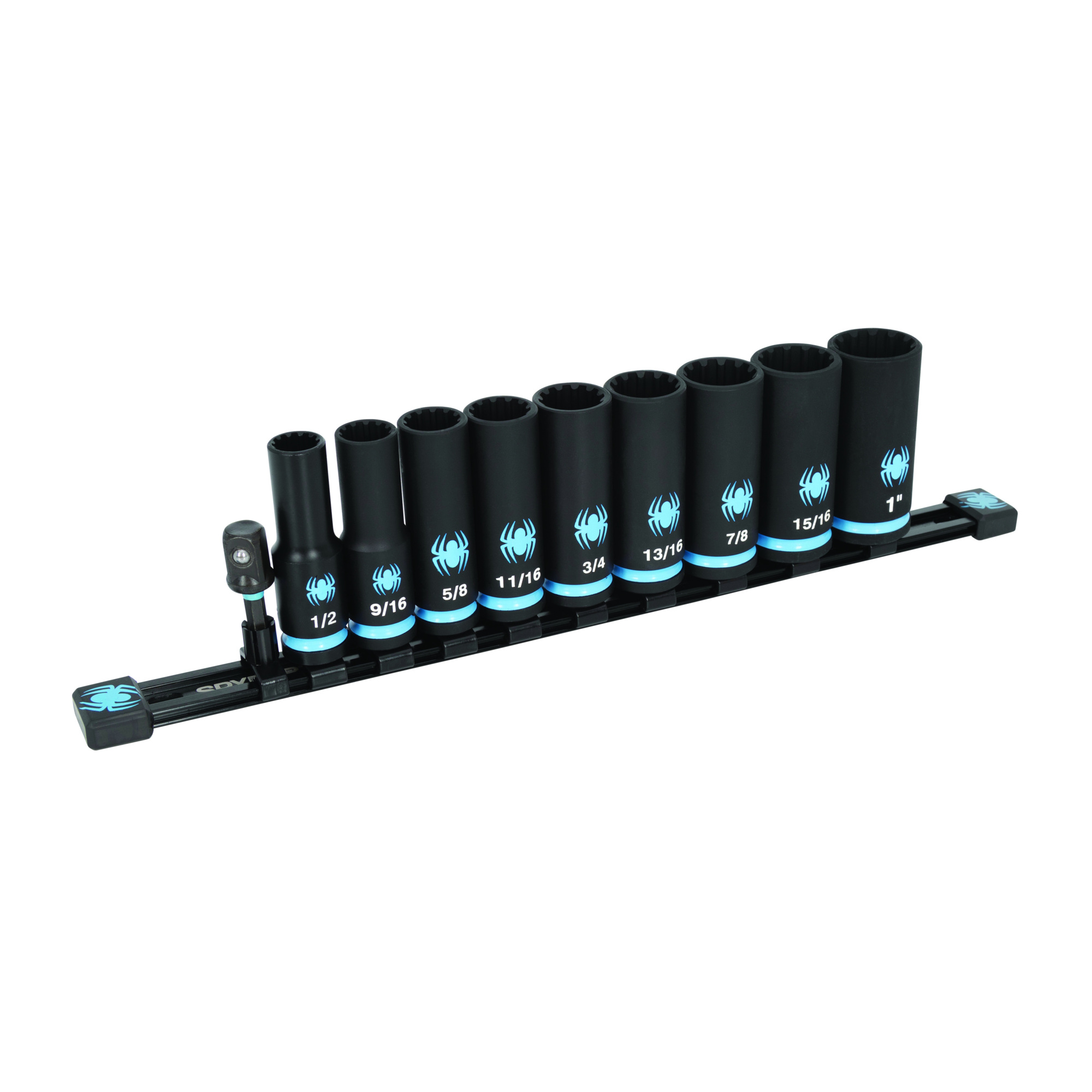 Spyder 10-Piece 1/2in. Drive SAE Deep Impact Socket Set with Adapter — Spline-Drive Design, Model# 19700